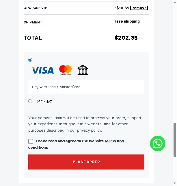 Payment and place order